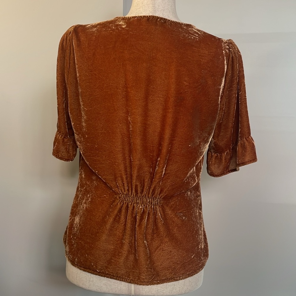 Madewell Velvet Button Front Flutter Sleeve Blouse - image 2